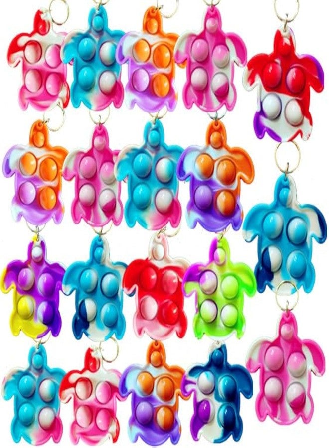 HOZKEAP 100 Packs Bulk Turtles Mini pop Fidget Keychain，Boys and Girls Kids Birthday Party Favors Supplies Summer Classroom Students Prize - Image 1